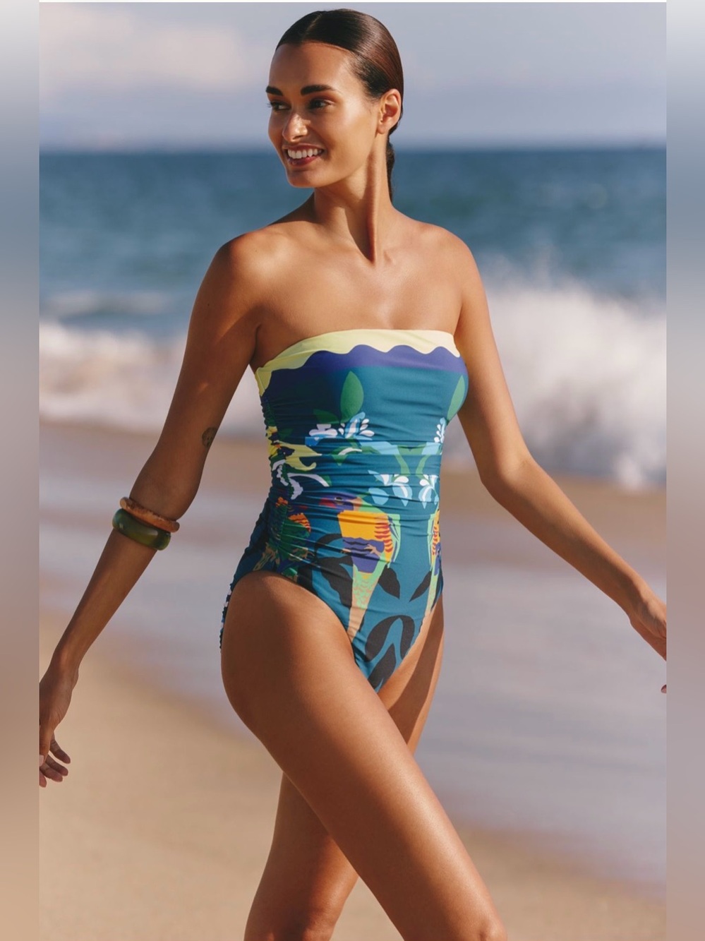 Anthropologie Celandine Claire Colin Ruched One-Piece Swimsuit